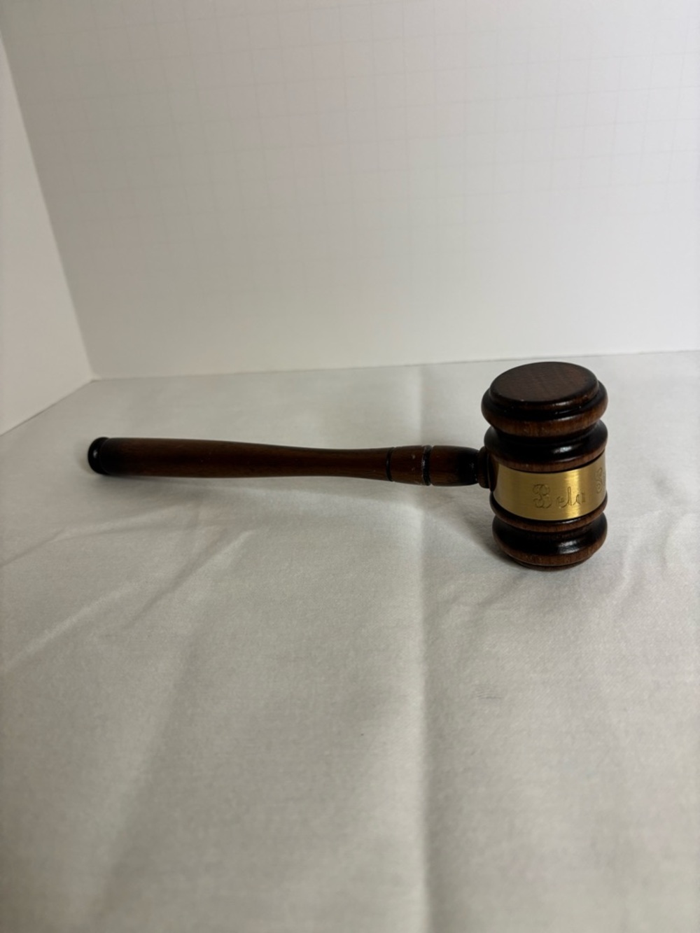 Wooden Gavel with Brass Band engraved “ Beta Sigma Phi”- Dark Brown